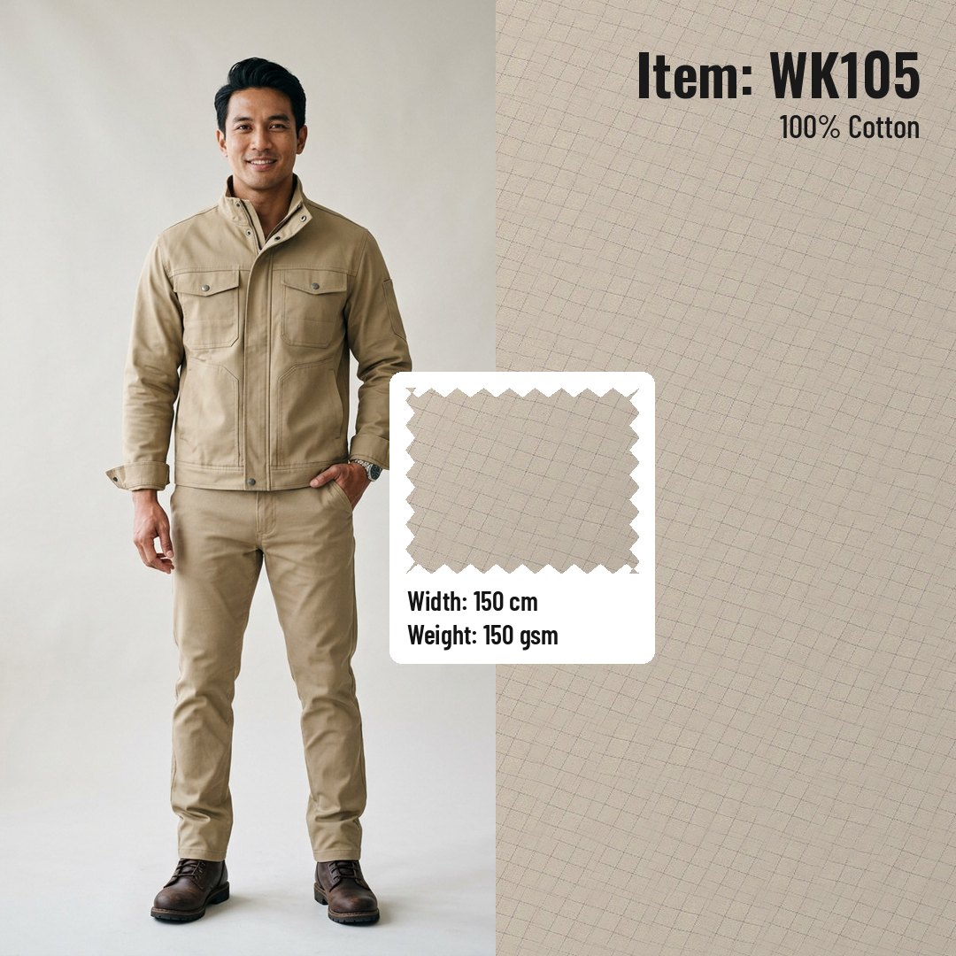 WK105 Anti-static Woven Fabric Fine Twill 100% Cotton