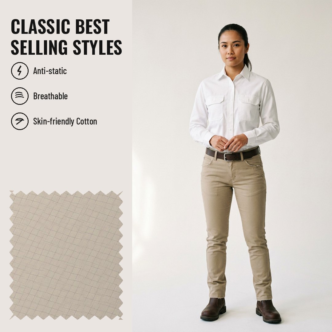 WK105 Anti-static Woven Fabric Fine Twill 100% Cotton - Ảnh 2