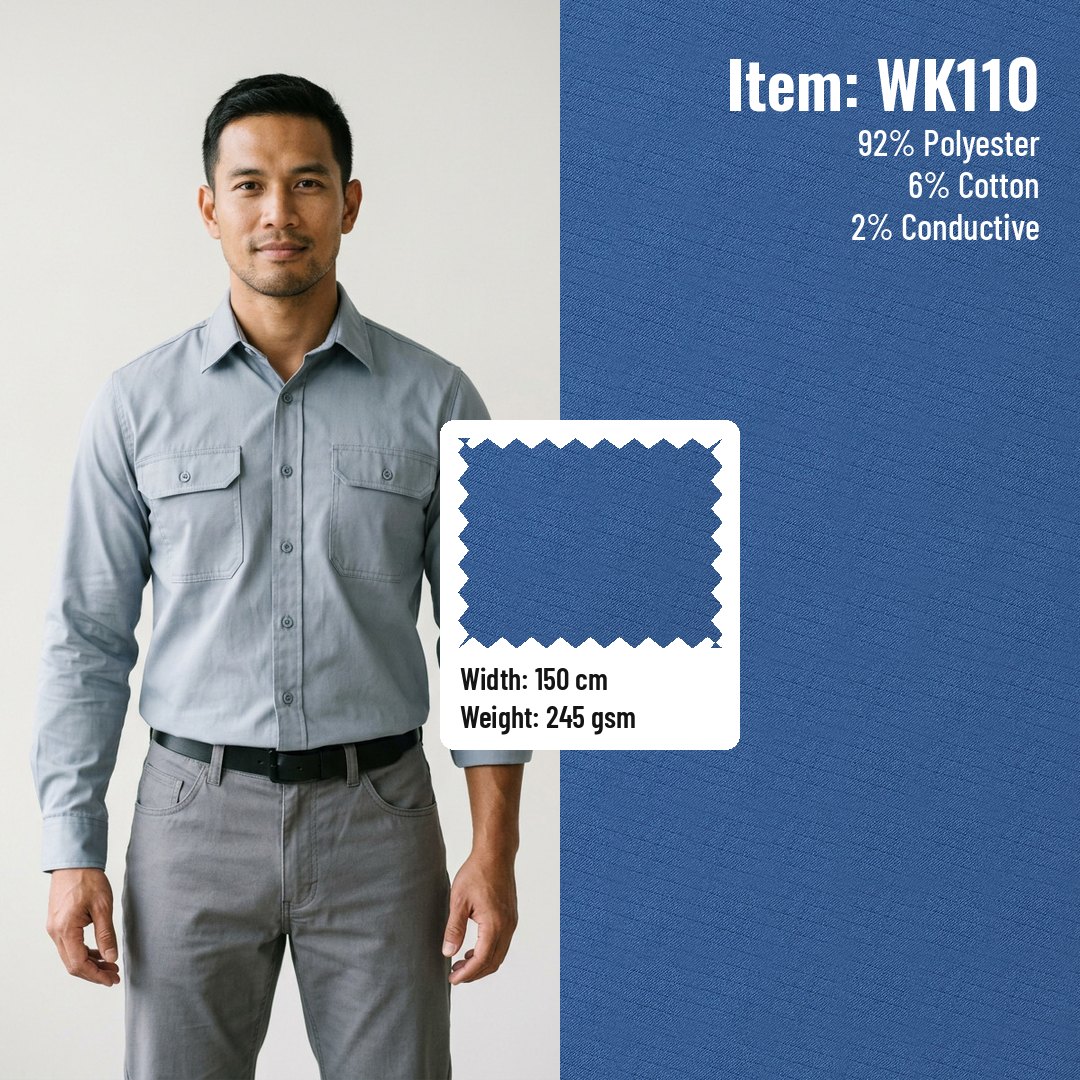 WK110 Anti-static Woven Fabric Twill T/C 92/6