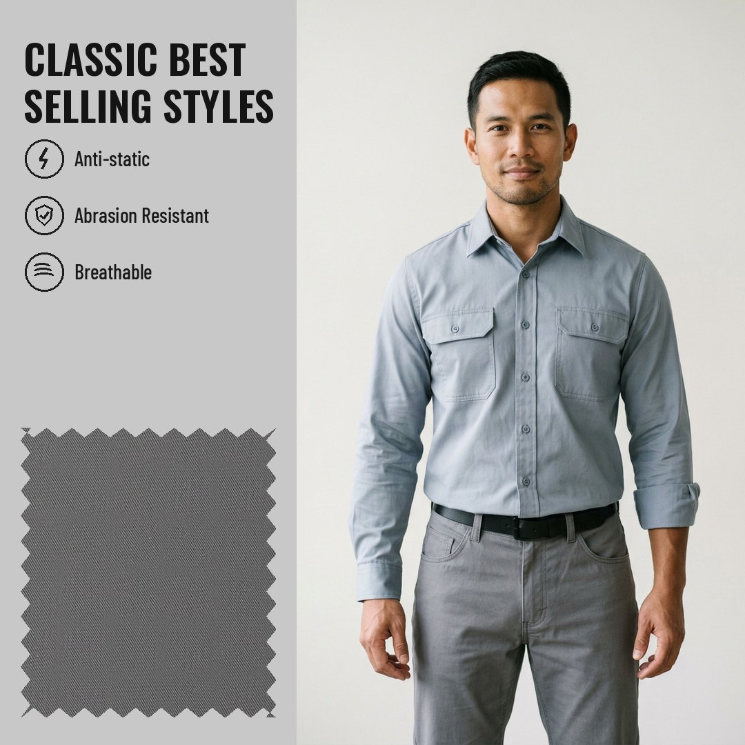 WK117 Anti-static Woven Fabric Twill 100% Polyester - Ảnh 2