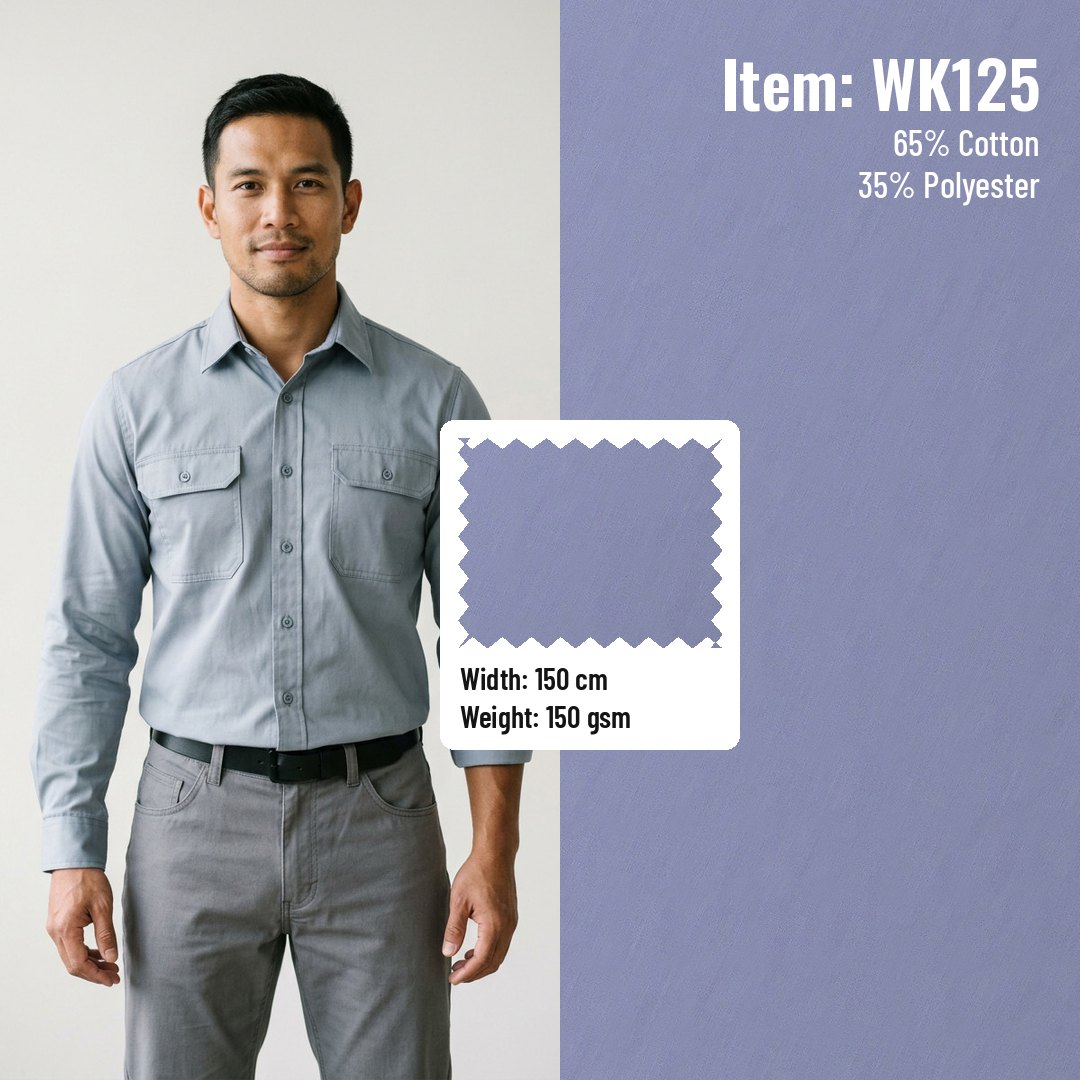 WK125 Anti-static Woven Fabric Fine Twill CVC 65/35