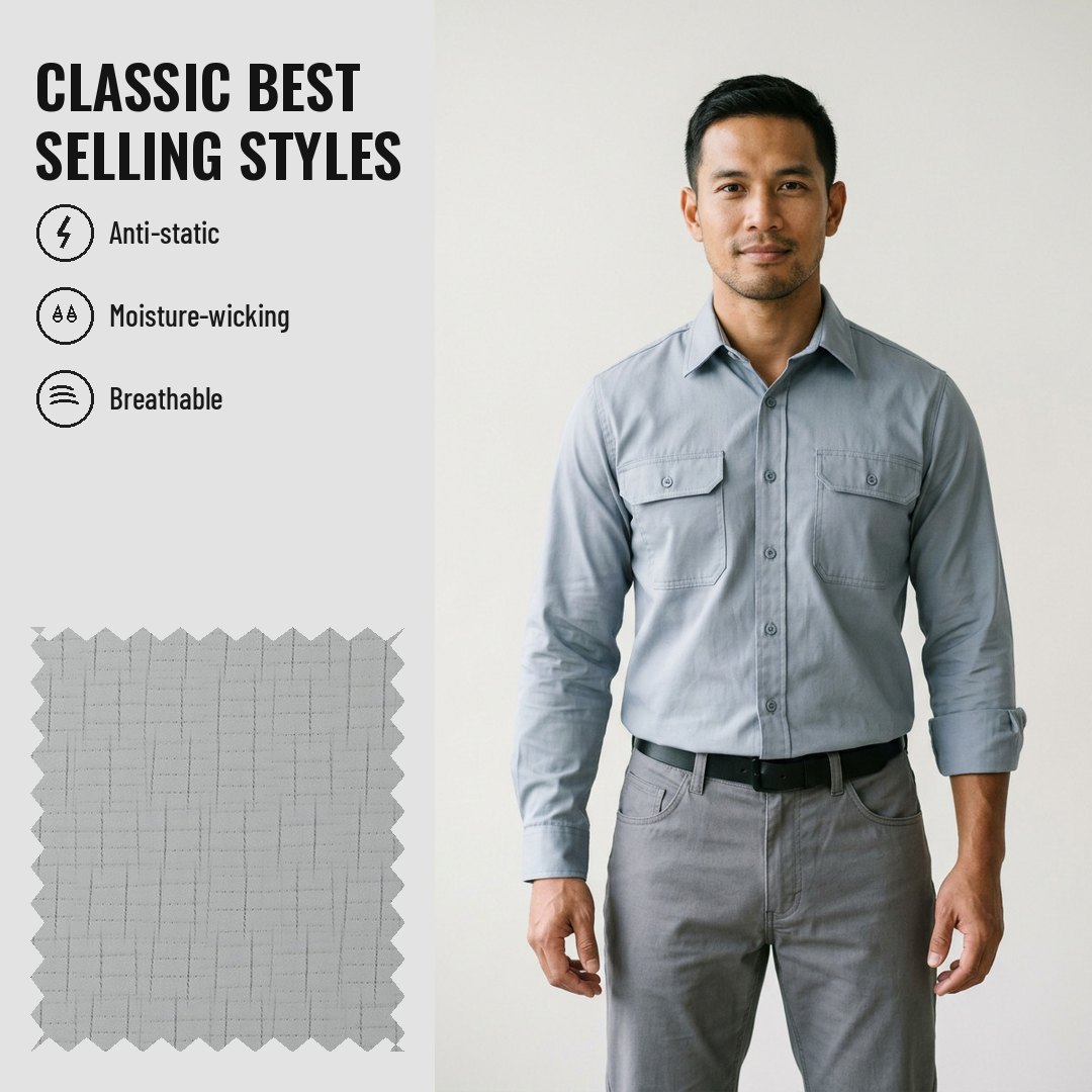 WK134 Anti-static Woven Fabric Twill CVC 59/39 - Ảnh 2