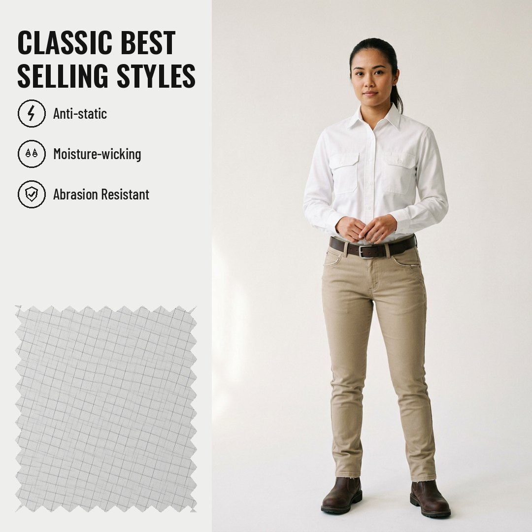 WK154 Anti-static Woven Fabric Twill 98% Polyester - Ảnh 2