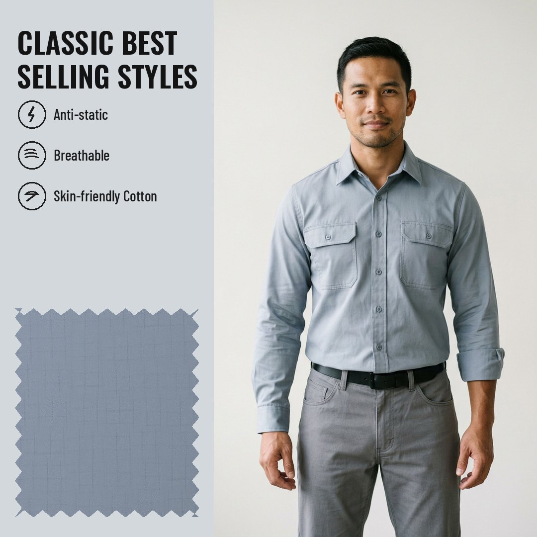 WK160 Anti-static Woven Fabric Fine Twill 100% Cotton - Ảnh 2