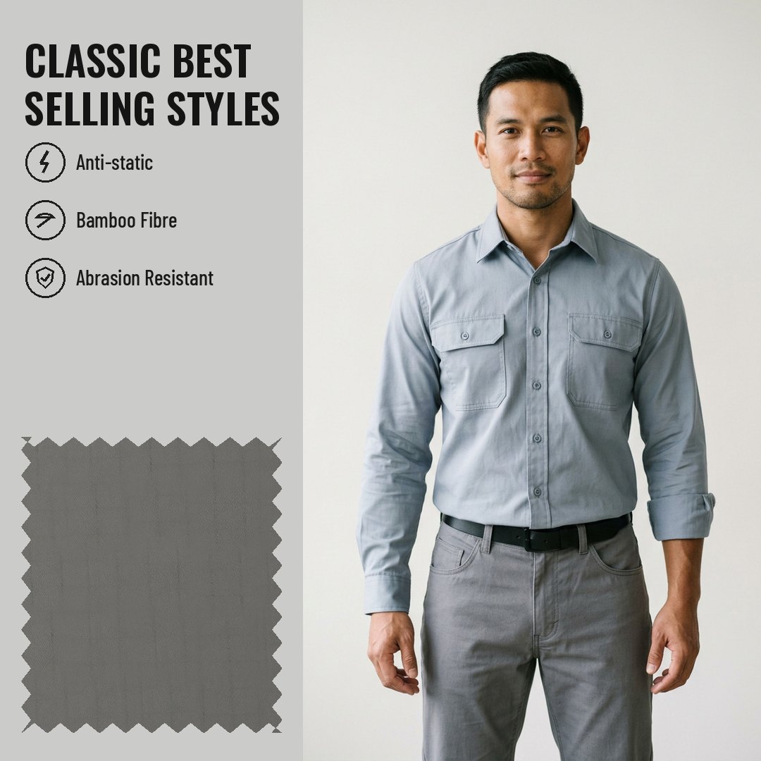 WK168 Anti-static Woven Fabric Twill Bamboo Blend - Ảnh 2