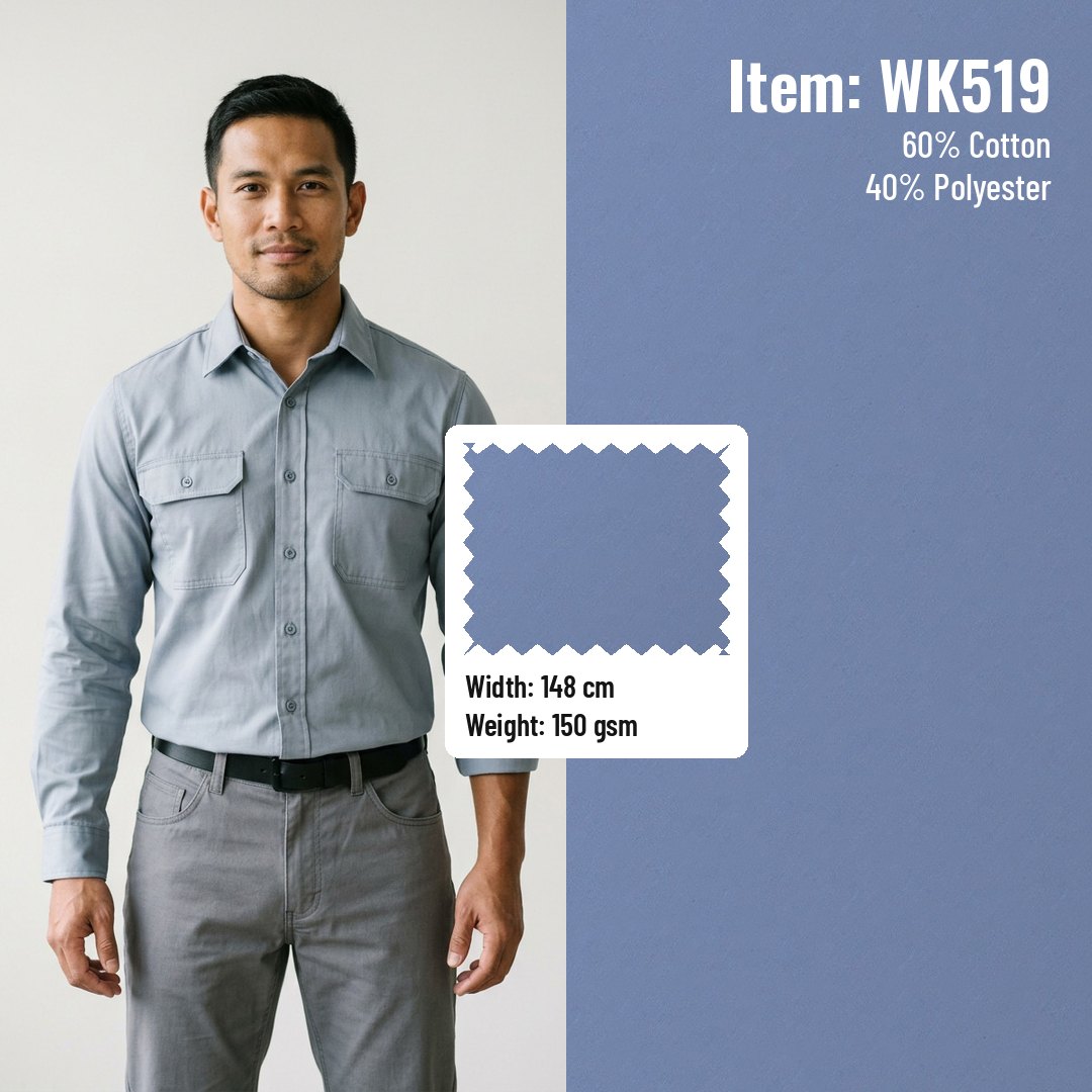 WK519 Woven Fabric Fine Twill CVC 60/40