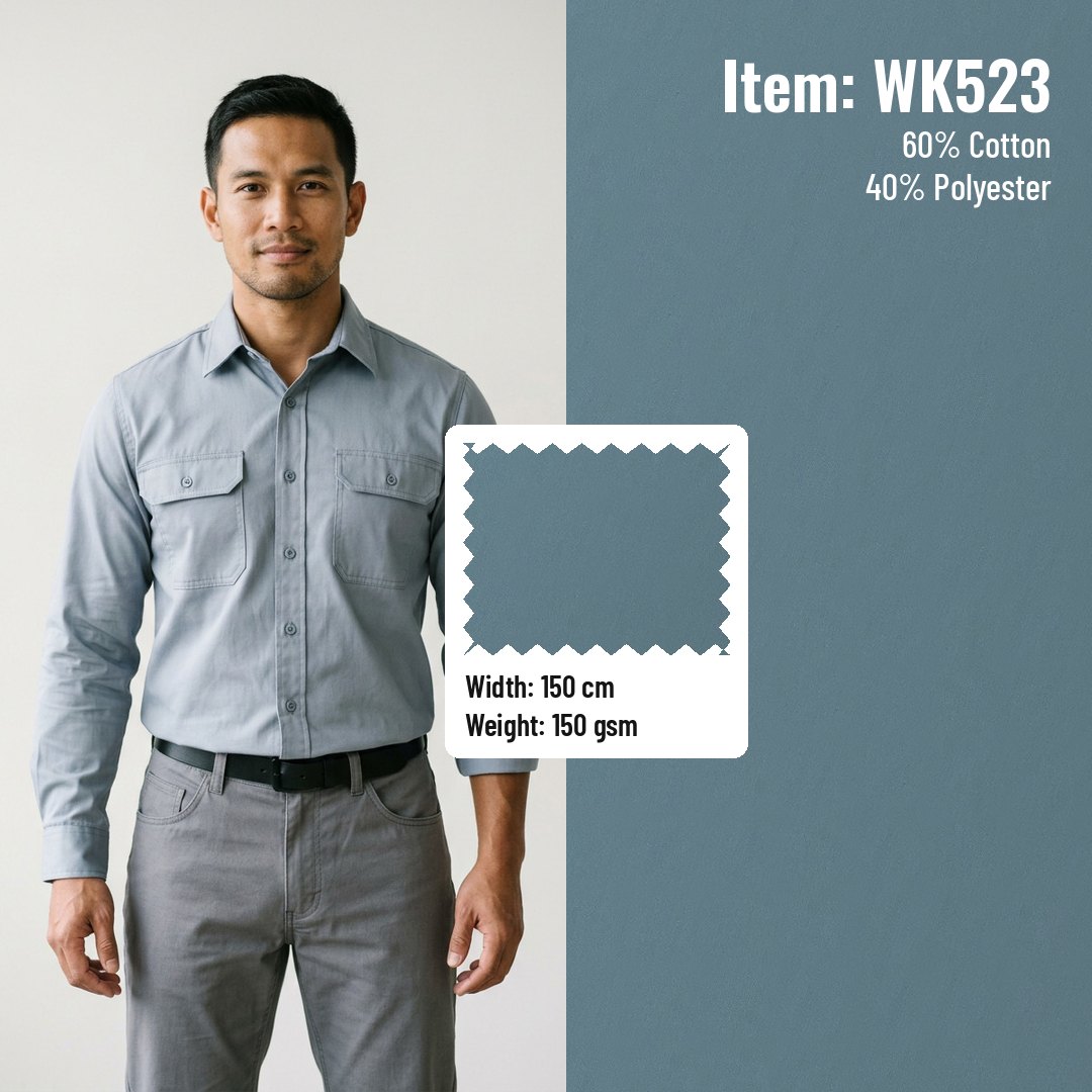 WK523 Woven Fabric Fine Twill CVC 60/40