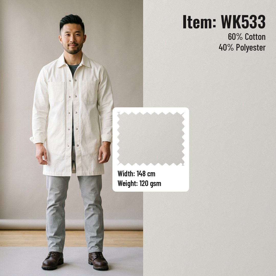 WK533 Woven Fabric High-Density Twill CVC 60/40