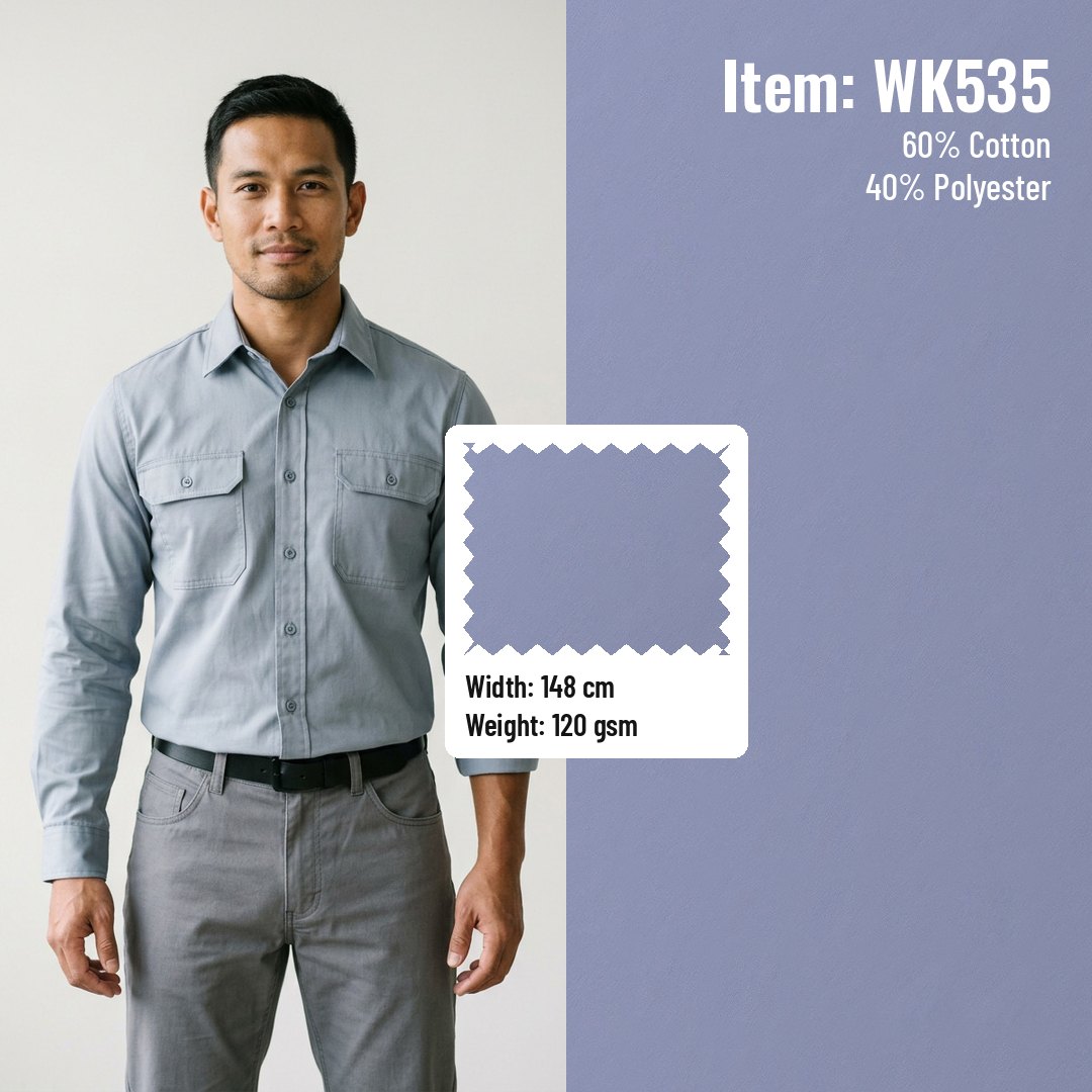 WK535 Woven Fabric High-Density Twill CVC 60/40