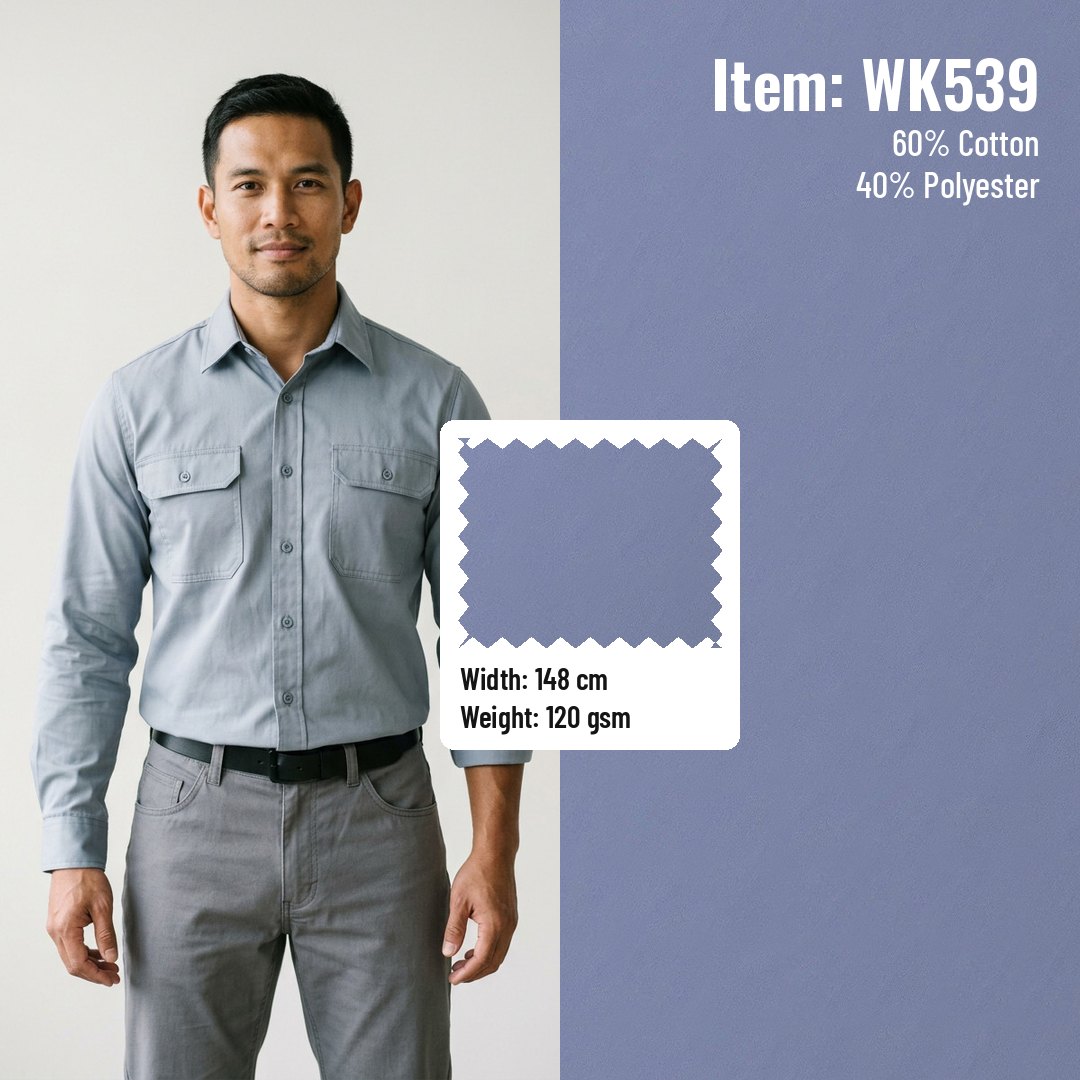 WK539 Woven Fabric High-Density Twill CVC 60/40