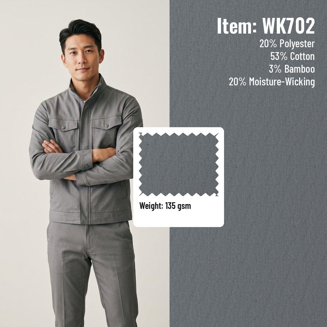 WK702 Stretch Woven Fabric Twill CVC 53/20