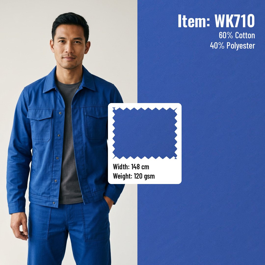 WK710 Moisture-wicking Woven Fabric High-Density Twill CVC 60/40