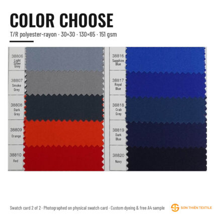 Bảng màu vải 38 T/R – thẻ màu 2 | Sơn Thiên Textile