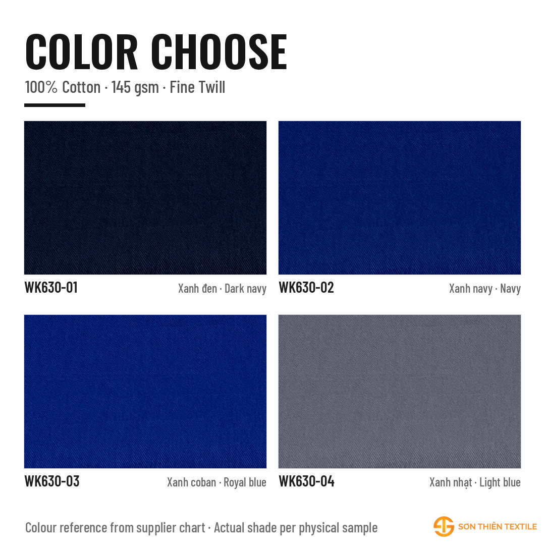 Bảng màu vải WK630 – thẻ màu 1 | Sơn Thiên Textile