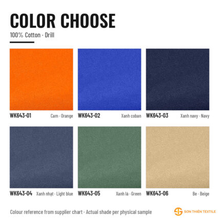 Bảng màu vải WK643 – thẻ màu 1 | Sơn Thiên Textile