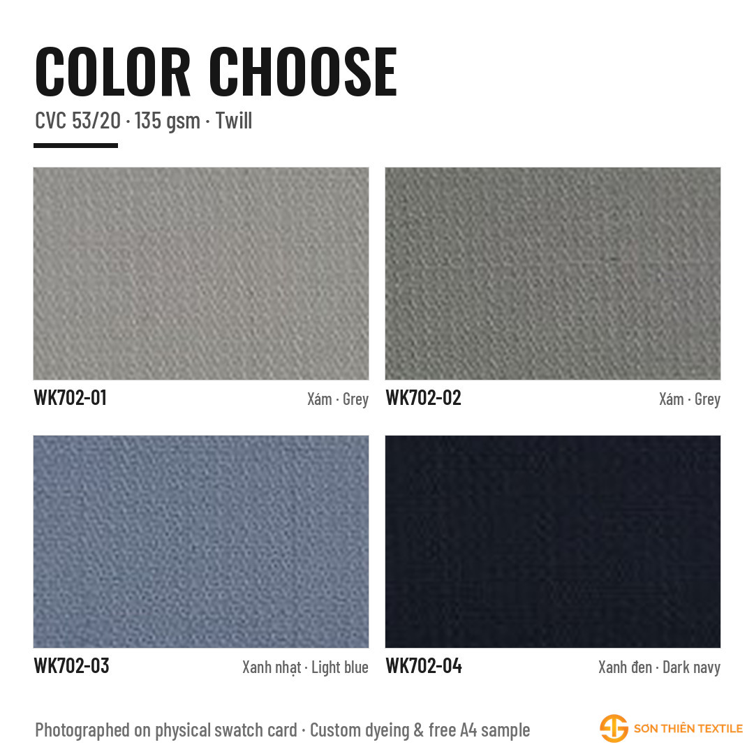 Bảng màu vải WK702 – thẻ màu 1 | Sơn Thiên Textile